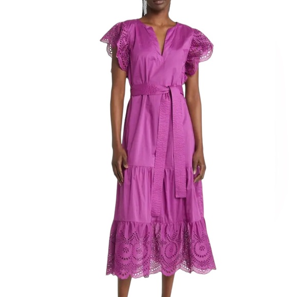 Rails Gia Eyelet Embroidered Cotton Midi Dress in Berry Size M NWT - Picture 13 of 13